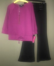 NEW - Girls 3pc Outfit 3/4 Shirt/Pants/Necklace - Sz S 7-8 - by Amy Byer