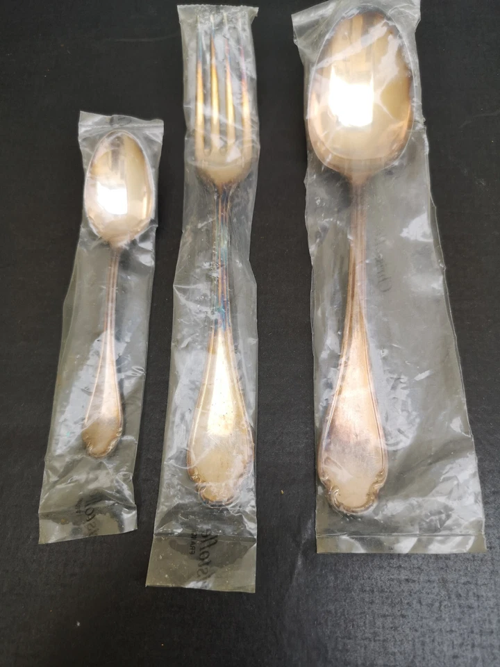 Christofle Pompadour Fourchette et grande et petite cuillère métal argenté TBE - Photo 2/4