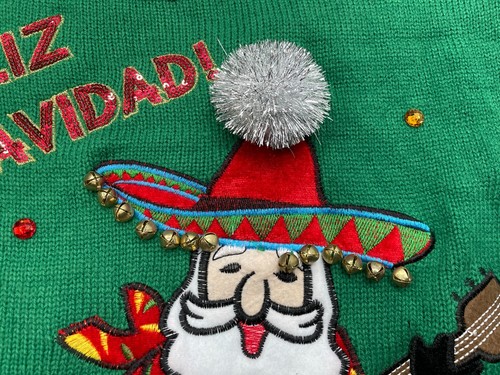 Maglione Holiday Time donna L Natale brutto divertente Feliz navidad Santa Mexico - Foto 5 di 16