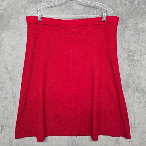 Talbots Skirt Womens Sz Extra Large Red Pull On Heavy Knit Stretch Flowy Flare - Picture 2 of 9