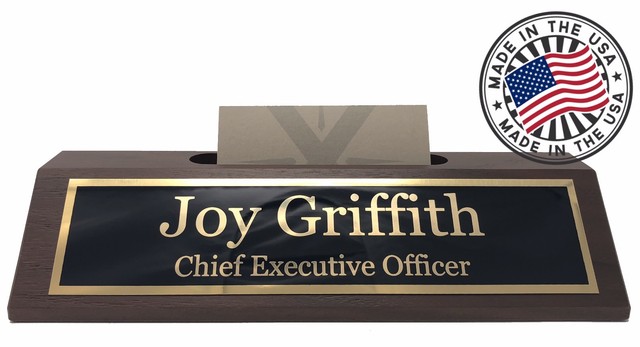 Personalized Business Desk Name Plate With Card Holder Includes