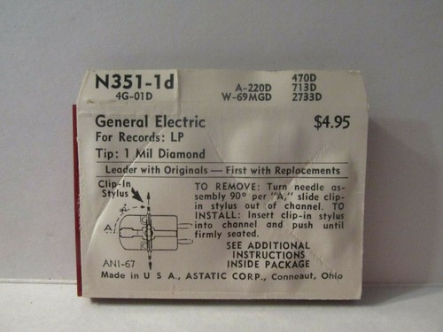 Vintage Astatic  N351-1d Diamond Phonograph Record Album Player Stylus Needle - Picture 2 of 2