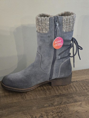 $168 Comfortiva Mujer Salem Bota Media Pantorrilla Denim Gamuza Talla 6 Impermeable - Imagen 3 de 11