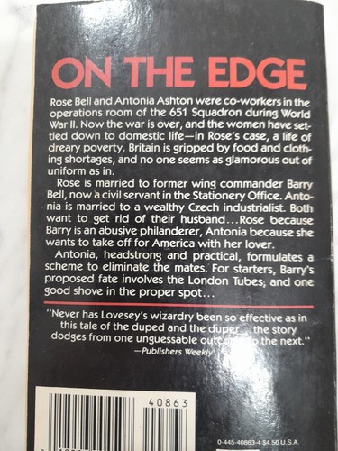 On The Edge By Peter Lovesey Paperback 1989 - Picture 2 of 7