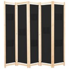 NNEVL 5-Panel Room Divider Black 200x170x4 cm Fabric