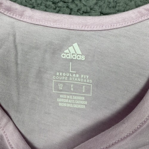 Adidas Shirt Girls Large 14 Pink Short Sleeve Logo Regular Fit Lightweight Tee - Picture 5 of 8