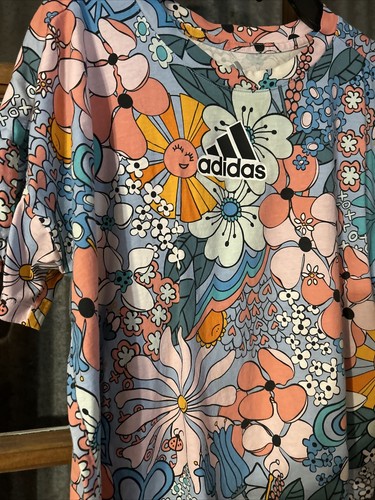 Adidas Floral Cotton Shirt - Girl's Size L - Picture 5 of 9