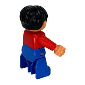 LEGO Duplo Male Minifigure Red Shirt Blue Pants Black Hair 4631-1 Ville Figure 