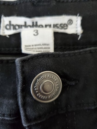 CHARLOTTE RUSSE JEAN SHORTS BLACK WASH DISTRESSED CUFFED SIZE 3 - Picture 2 of 9