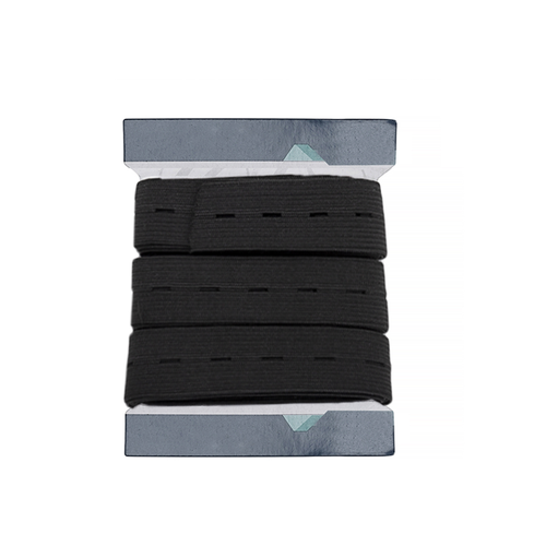 20 mm Negro/Blanco Elástico con Agujeros para Botones Elástico Plano Elástico Ojal - Imagen 8 de 21
