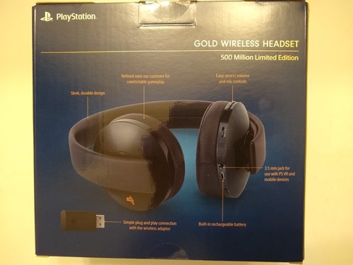 NEW Playstation 4 Gold Wireless Headset 500 Million Limited Edition PSVR PS4 Pro - Afbeelding 3 van 8