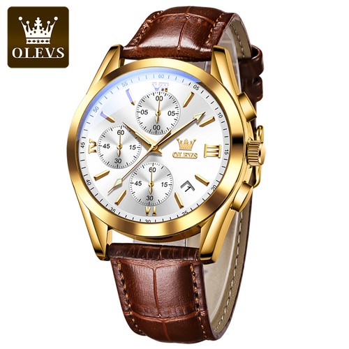 OLEVS Brand Quartz Watches Chronograph Calendar Waterproof Men's Wristwatches - Picture 19 of 21