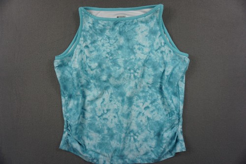Columbia Shirt Girls L Titanium Blue Tank Top Bra Lined Swim Hike Outdoors Yoga - Picture 1 of 8