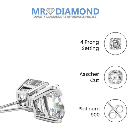 Zertifiziert 4,00 Karat F VS1 Labor gewachsen Diamant Push Back Nieten Platin 900 - Bild 2 von 4