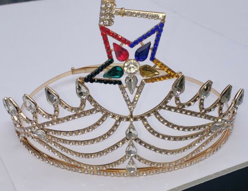 Massone Massonico OES Gran Matrona TONO ORO Strass O.E.S CORONA Regolabile - Foto 4 di 6