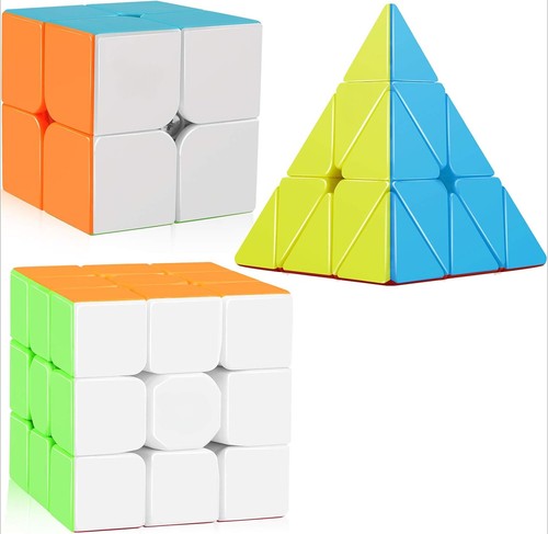 Speed Cubes Bundle Puzzle Toys S2 2x2 Warrior W 3x3 Qiming Pyramid Stickerless - Picture 4 of 7