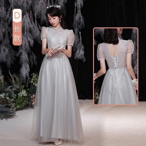 Bridesmaid Dresses Long Midi Size 0-14 with Sleeves Grey Wedding Party Formal - Picture 18 of 53