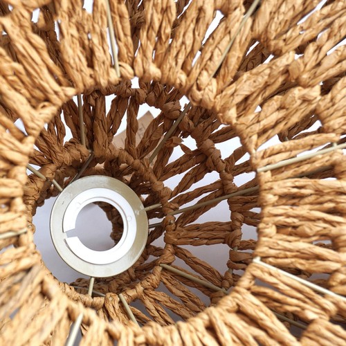 Pendant Light Shade Lampshade Paper Rope Rattan Boho Handwoven for Kitchen - Picture 6 of 7