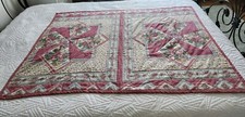 Handcrafted Throw Blanket With Pink And Cream In Color With Flowers 41.5 X 57
