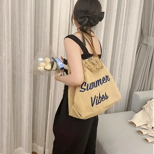 Borsa Mare Summer Vibes (simil Borsa Saint Barth) Capiente colore Bianco/Panna - Foto 3 di 11