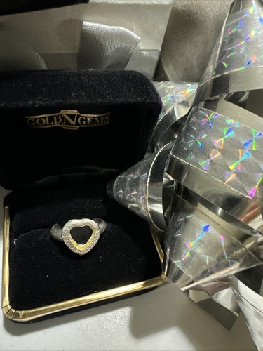 Women's Fashion Silver Heart Ring .926 Stamped Size 6.5 Rhinestones Clear Gems - Bild 1 von 8