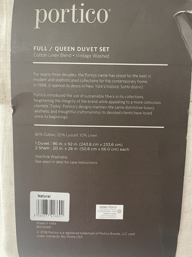 Portico Cotton Linen Blend Vintage Washed F/Queen Duvet Cover Set Natural. - Picture 7 of 8