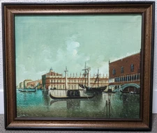 Surrealism Original Oil Painting on Canvas Venice, Italy Signed & Framed