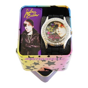 Justin-Bieber-Black-Band-Rubber-Strap-Round-Face-Watch