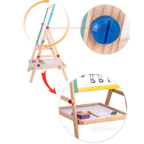 Kids 2 in 1 Wooden Blackboard Whiteboard Children Art Easel Chalk Drawing Board - Picture 10 of 14