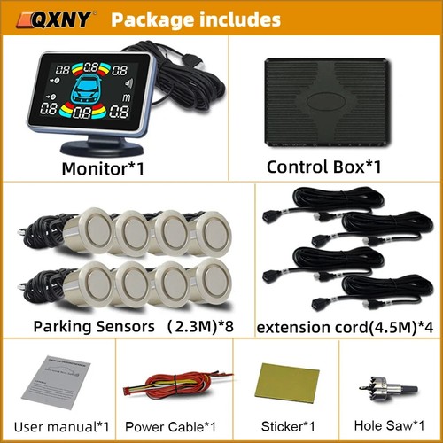 8 Parking Sensor Car Reversing Backup Radar Rear Car Detector Assistance Kit - Picture 18 of 37