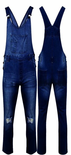Nuevo Mono de mezclilla para mujer damas Dungarees calce ajustado lavado rasgado XS a 4XL - Imagen 3 de 13