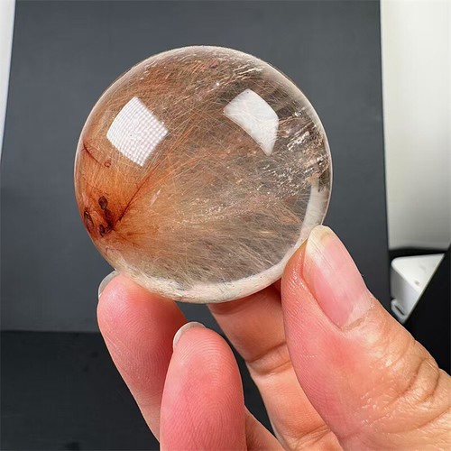 Bola de cristal de cuarzo rutilado de cobre natural superior de 49 mm Reiki curación 160 g - Imagen 2 de 9