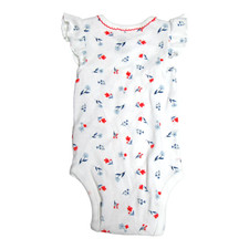 Carter's Baby Girl Size 3M Flutter Sleeve One-Piece Bodysuit Floral White
