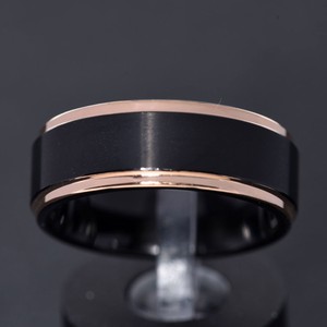 Tungsten-Carbide-Ring-Rose-Gold-Black-Brushed-Wedding-Band-Ring-Men-039-s-Jewelry