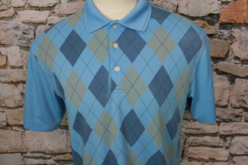 Polo da golf PGA TOUR da uomo premium blu marrone diamante argyle tutta poli large - Foto 4 di 11