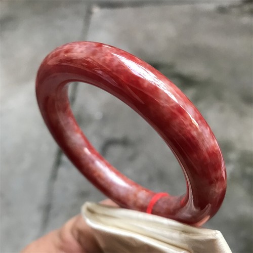 58MM Myanmar Natural Icy Red Jadeite Jade Bracelet Bangle Jade Bracelet - Picture 10 of 11