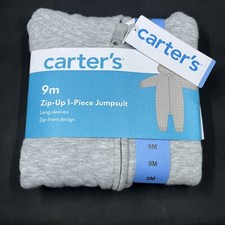 Carters Zip-Up 1 Piece Warm Long Sleeve Easy Care Jumpsuit Sz 9 Months New