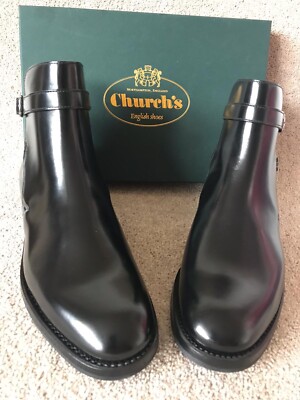 Church's Black Leather Merthyr Ankle bootsSize 38 UK Black NEW