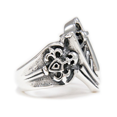 KNIGHT TEMPLAR'S SWORD 925 STERLING SILVER CROSS BIKER JEWELRY RING tan-r021 - Picture 3 of 6