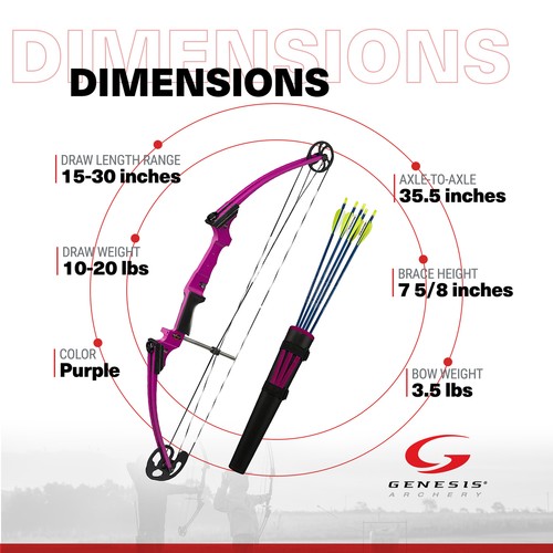 Genesis Original Archery Compound Bow and Arrow Set, Draw Hand-Right, Purple - Picture 2 of 11