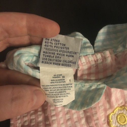 Vintage Baby Clothes Samara Romper Girl Size 12 Months Green Pink White Gingham - Picture 9 of 13