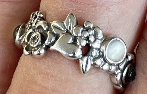 Original Pandora Ring Nature's Serenity Sterling Blautopas Mondstein Größe 6,75 - Bild 6 von 18