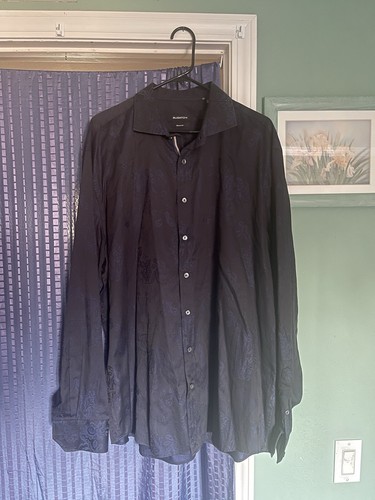Bugatchi 100% Cotton Men's Dark Blue Long Sleeve Button Up Shirt Size XXL Tall - Picture 1 of 8