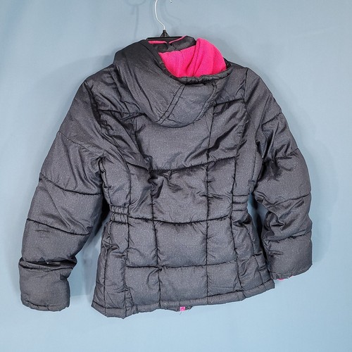 Xersion Girls Quilted Puffer Hooded Jacket Line Full Zip & Snap Gray Size L(14) - Picture 6 of 11