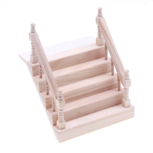 1:12 Scale Dolls House Miniatures Uncolored Stairs Armrest Furniture Accessories - Picture 6 of 6