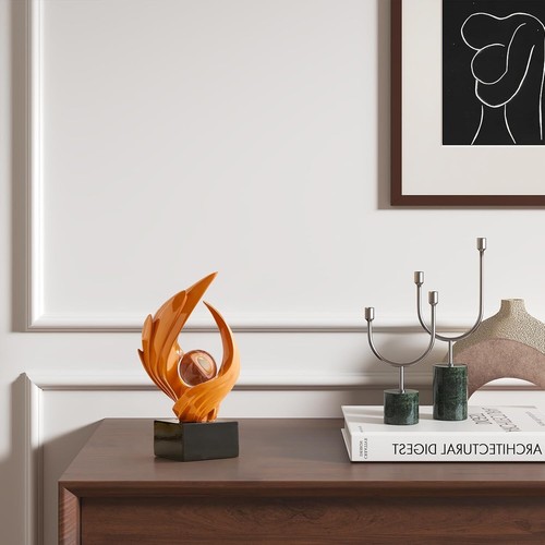 Orange Modern Swirl Abstract Statue, Minimalist Decor for Living Room, Office - Bild 32 von 42
