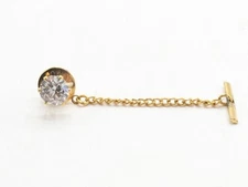 Cubic Zirconia Gold Tone Tie Tack Pin Men's Jewelry
