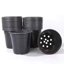 100 Pack Black Garden Nursery Plastic Pot 0.5 Gallon Flower Plant Container Seed
