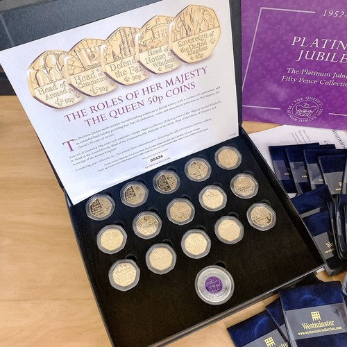 1952-2022 The Queens Platinum jubilee gold Plated 50p collection Limited Ed - Picture 2 of 5