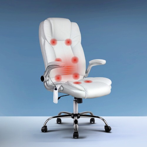 Artiss 8 Point Executive Massage Office Chair Computer Chairs Armrests White - Picture 8 of 8